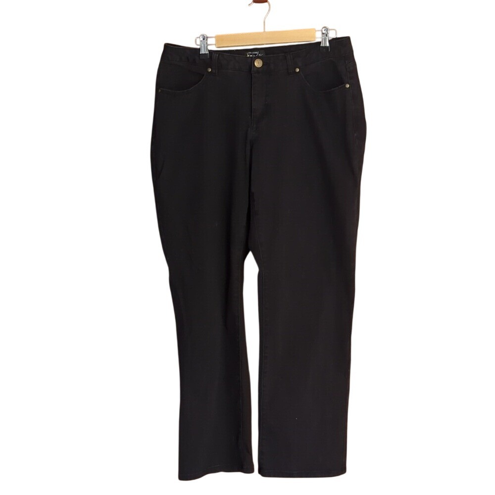 Measure & Made Women's Black Denim Straight Leg Jeans Sz 18